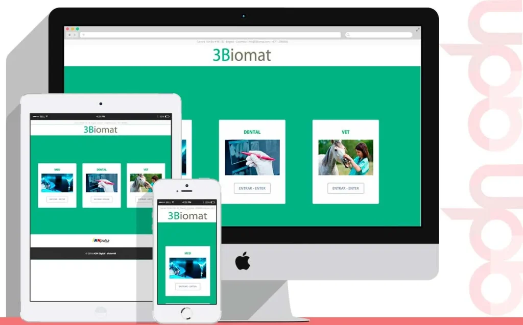 Sitio web 3Biomat desarrollado por ADN Digital
