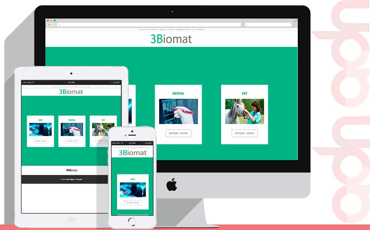 Sitio web 3Biomat desarrollado por ADN Digital