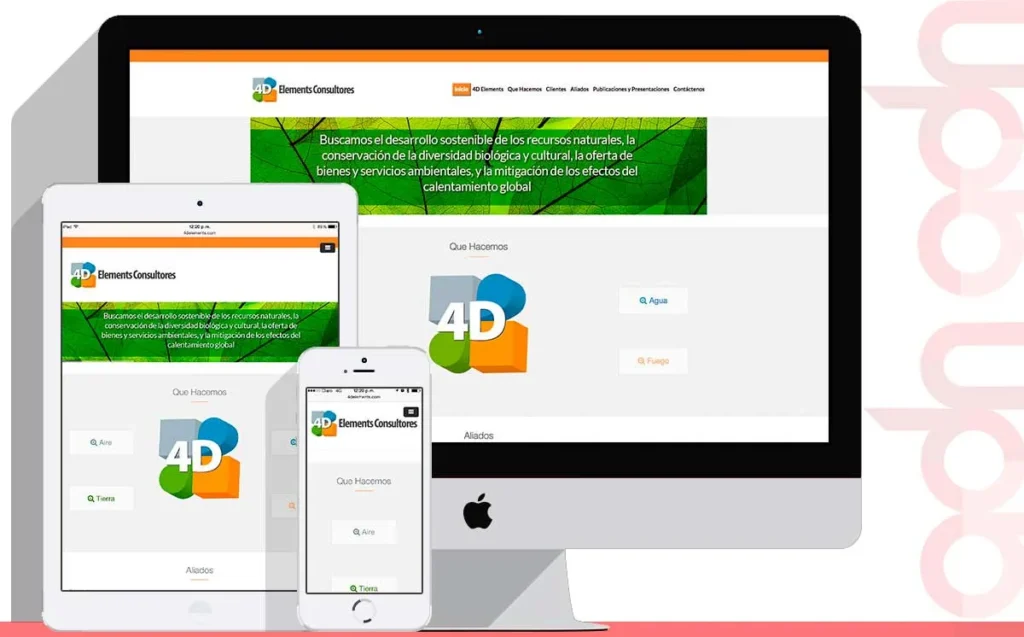 Sitio web 4D Elements desarrollado por ADN Digital