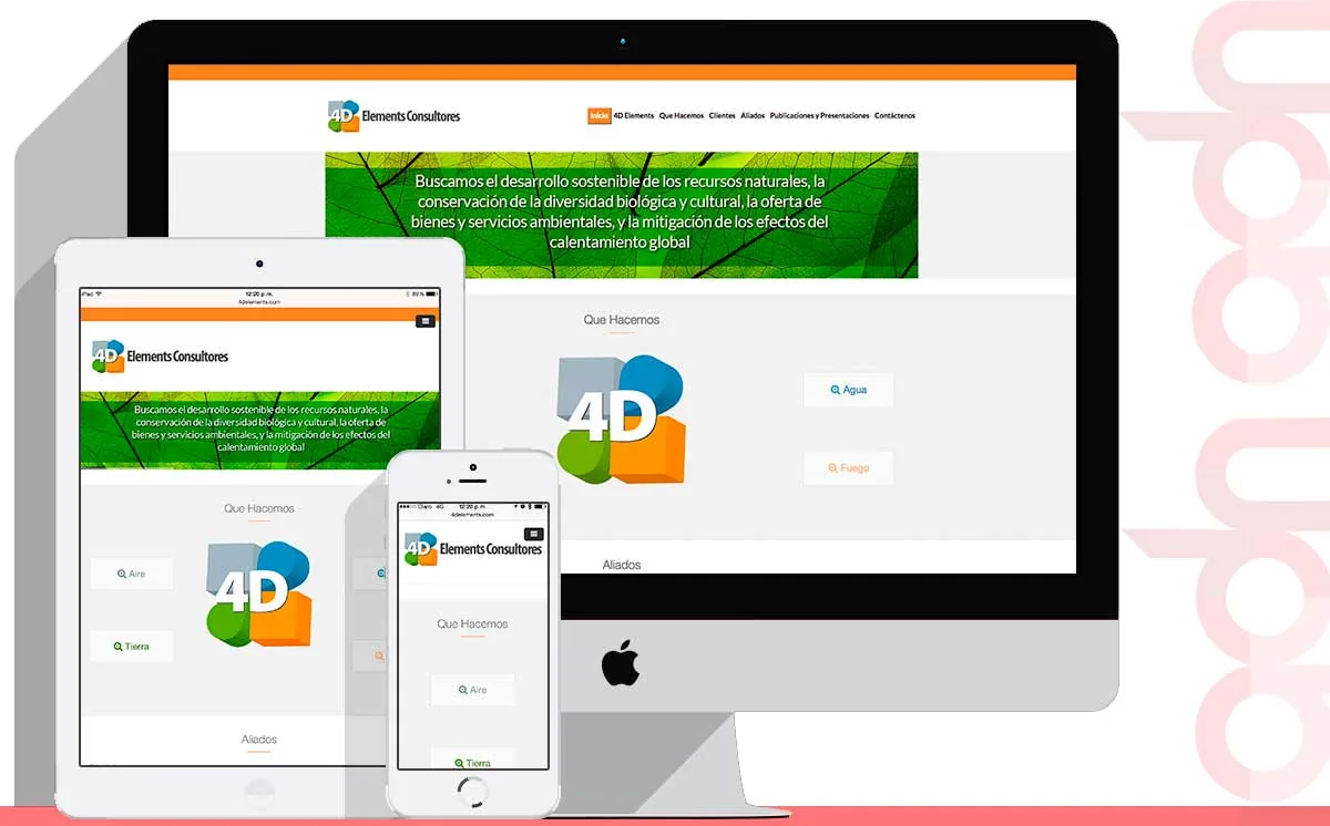 Sitio web 4D Elements desarrollado por ADN Digital