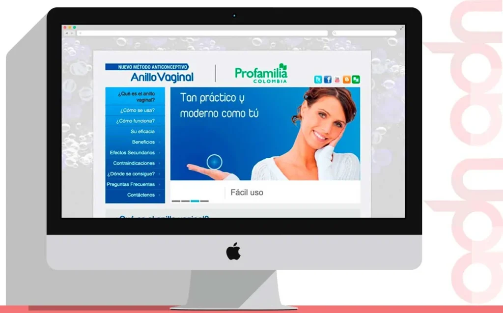 Sitio web Anillo Vaginal desarrollado por ADN Digital