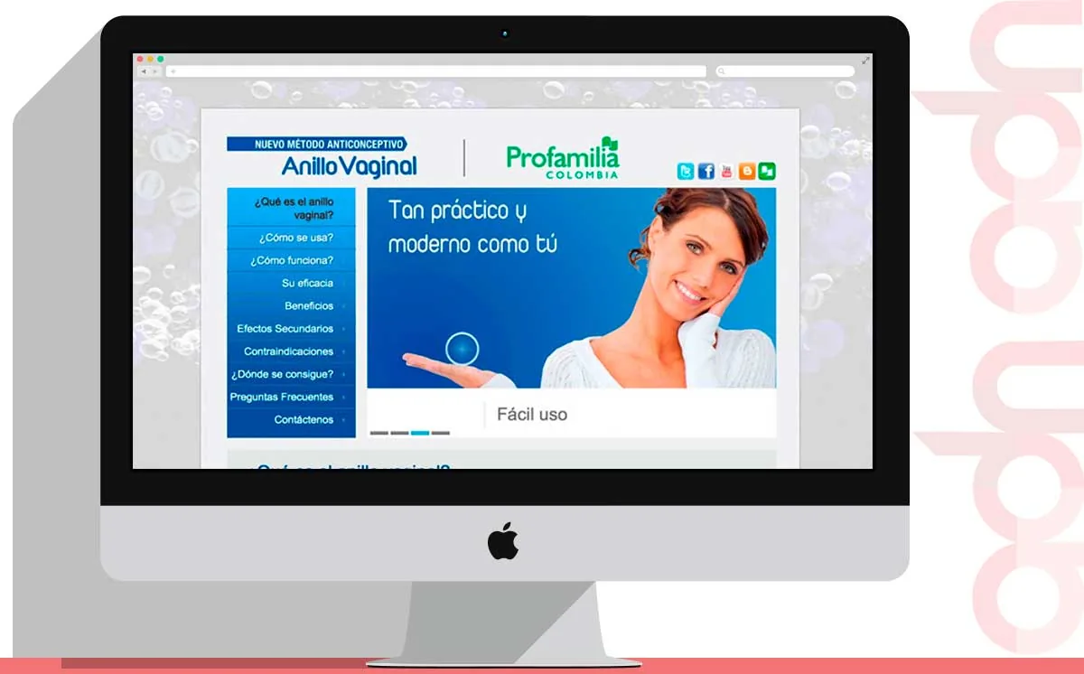 Sitio web Anillo Vaginal desarrollado por ADN Digital