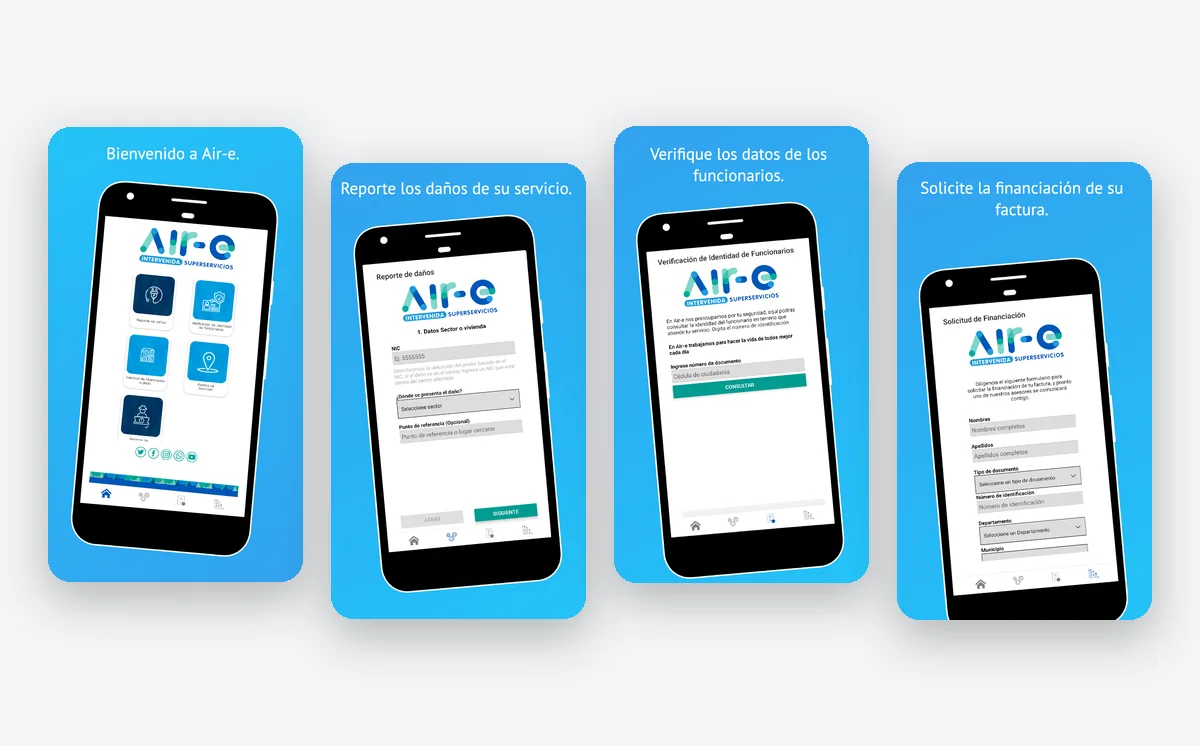 Aplicación móvil de Air-e desarrollada por ADN Digital