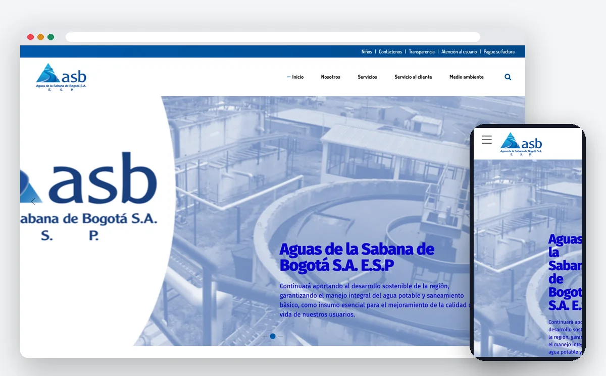 Sitio web de Aguas de la Sabana de Bogotá — ADN Digital