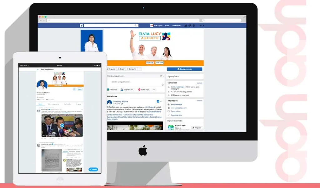 Redes sociales de Elvia Lucy Abonce administradas por ADN Digital