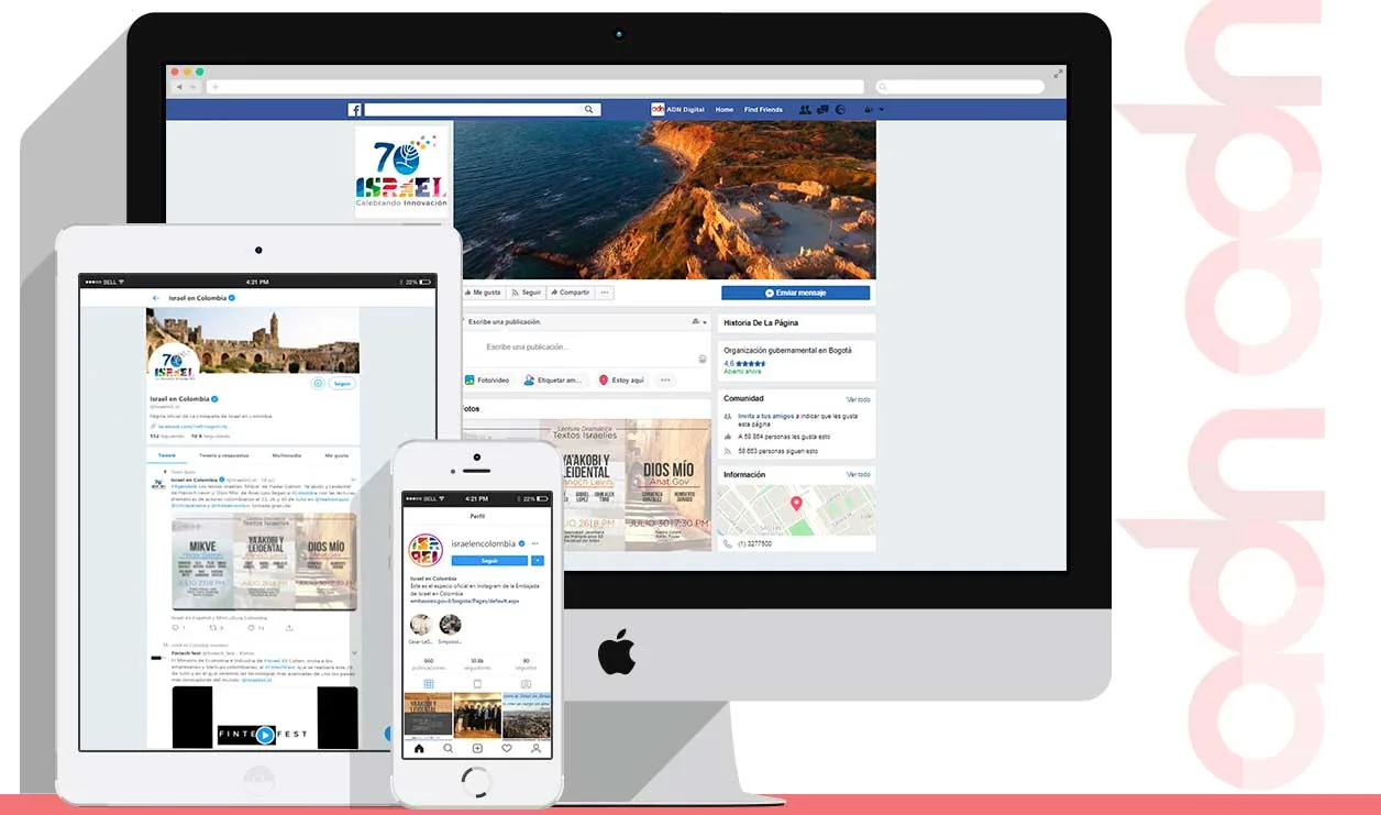 Redes sociales de Embajada de Israel administradas por ADN Digital