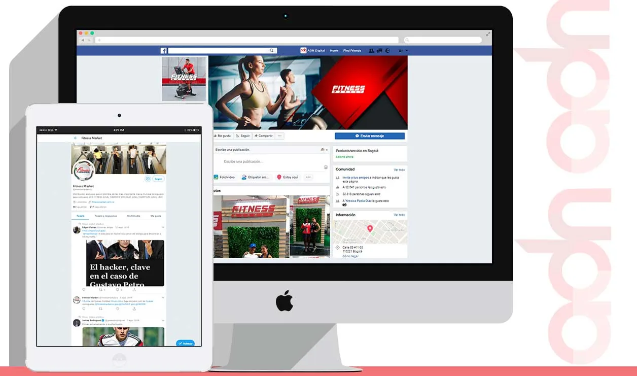 Redes sociales de Fitness Market administradas por ADN Digital