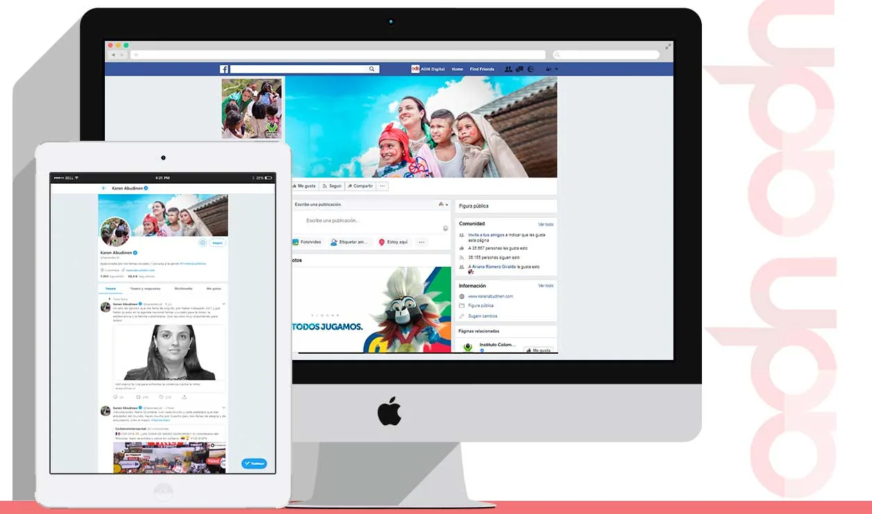 Redes sociales de Karen Abudinen administradas por ADN Digital