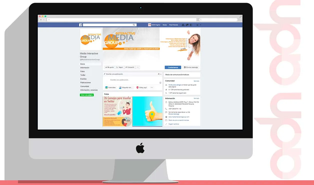 Redes sociales de MIG - Media Interactive Group administradas por ADN Digital