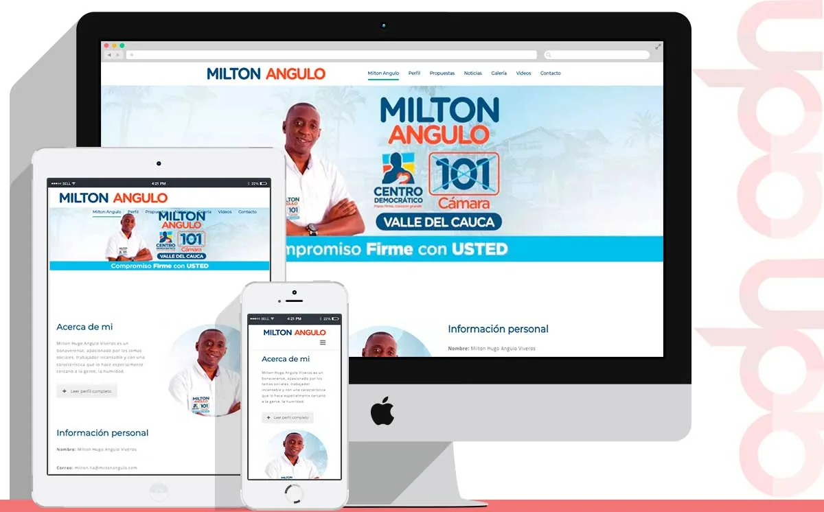 Sitio web Milton Angulo desarrollado por ADN Digital
