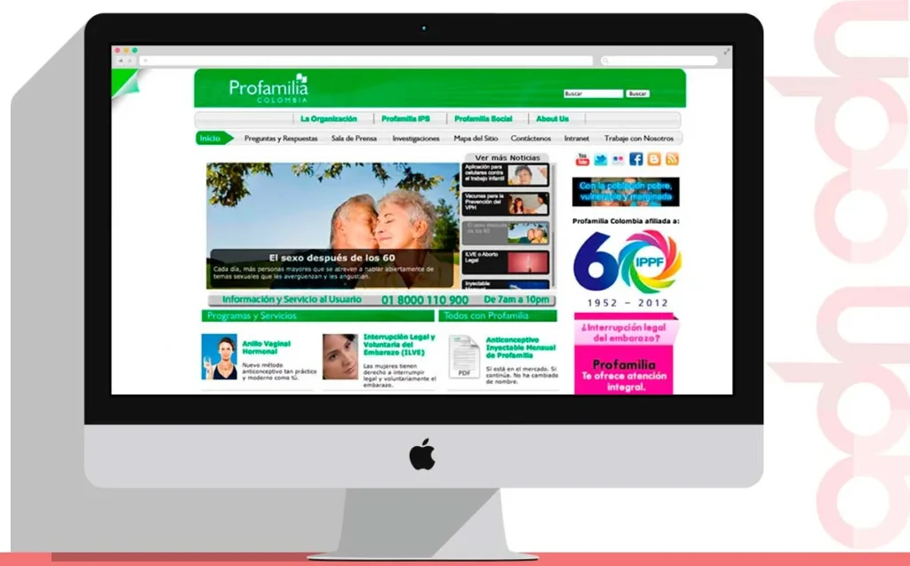 Sitio web Profamilia desarrollado por ADN Digital