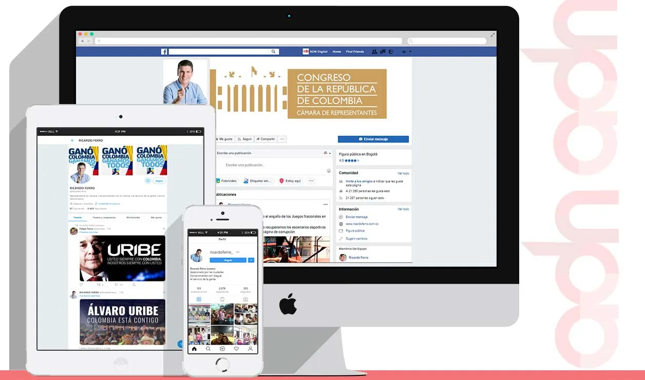 Redes sociales de Ricardo Ferro administradas por ADN Digital