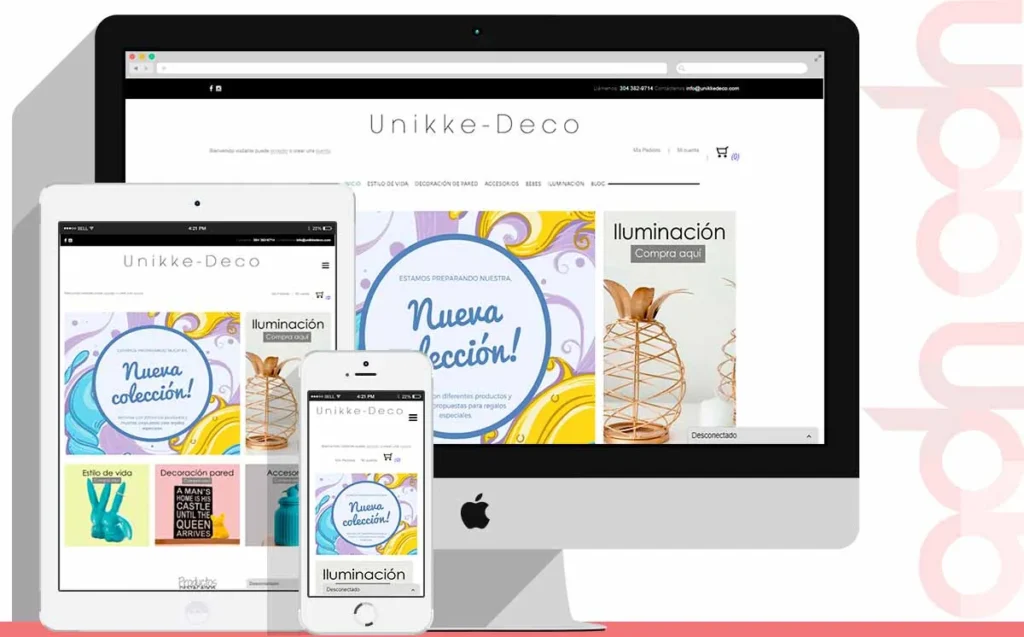 Tienda en línea Unikke Deco desarrollado por ADN Digital