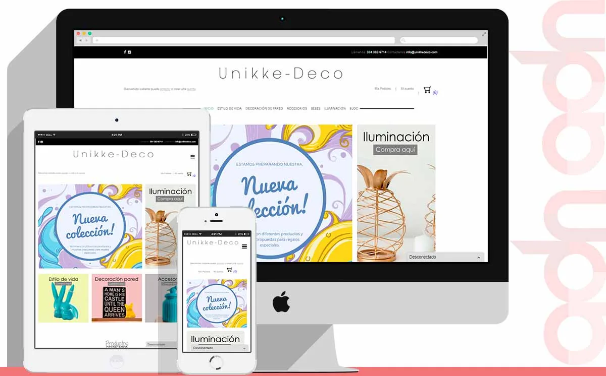 Tienda en línea Unikke Deco desarrollado por ADN Digital