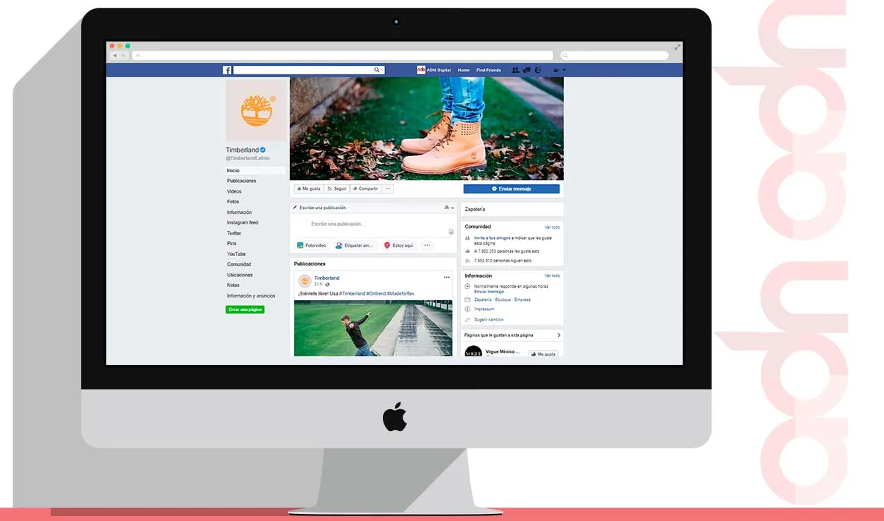 Redes sociales de Timberland Latino administradas por ADN Digital