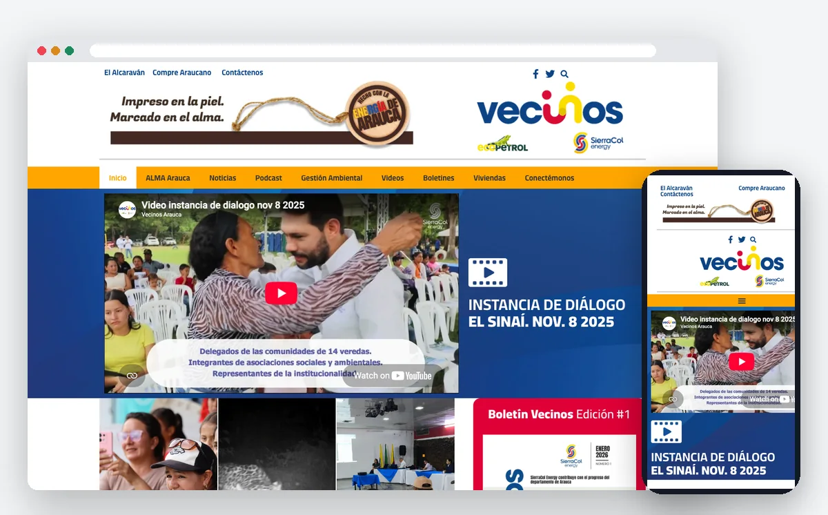 Sitio web de Vecinos Arauca — ADN Digital